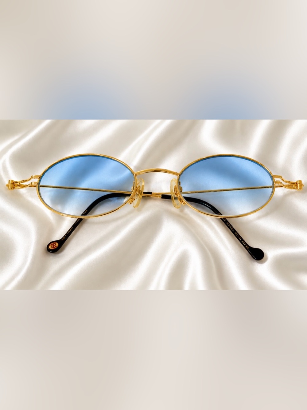 VERY RARE Authentic Gucci Coogi Brand Name Gold Metal Frame Blue Tint Sunglasses